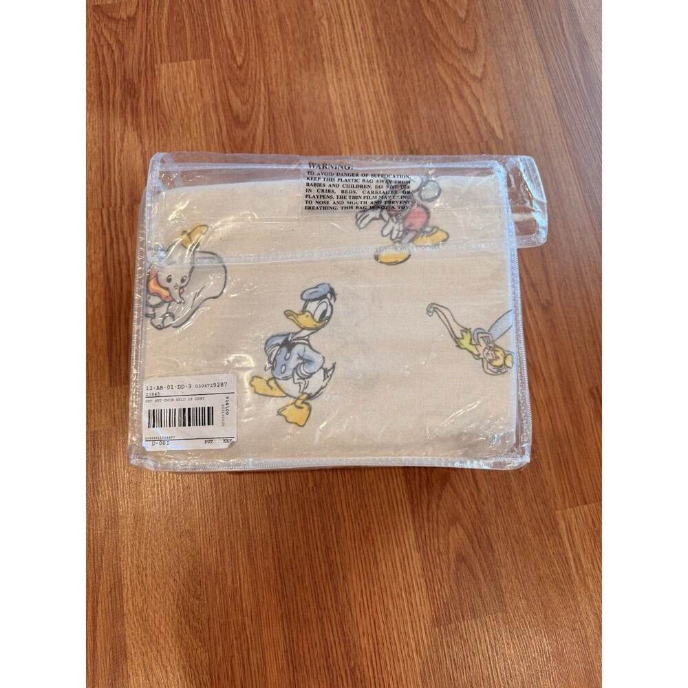 VTG 90's 3 Piece Walt Disney Mickey Minnie Donald Tinkerbell Twin Sheet Set